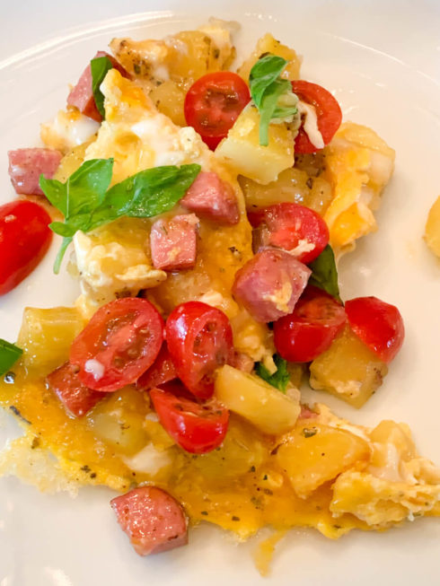 Bauern-Omelette mit Katroffeln und Mettwurst