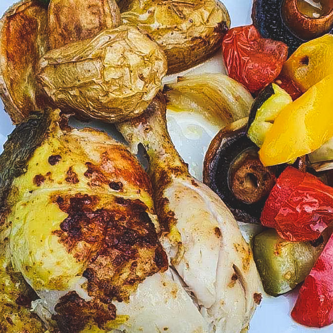 marokkanisches Grill-Hähnchen vom Drehspieß